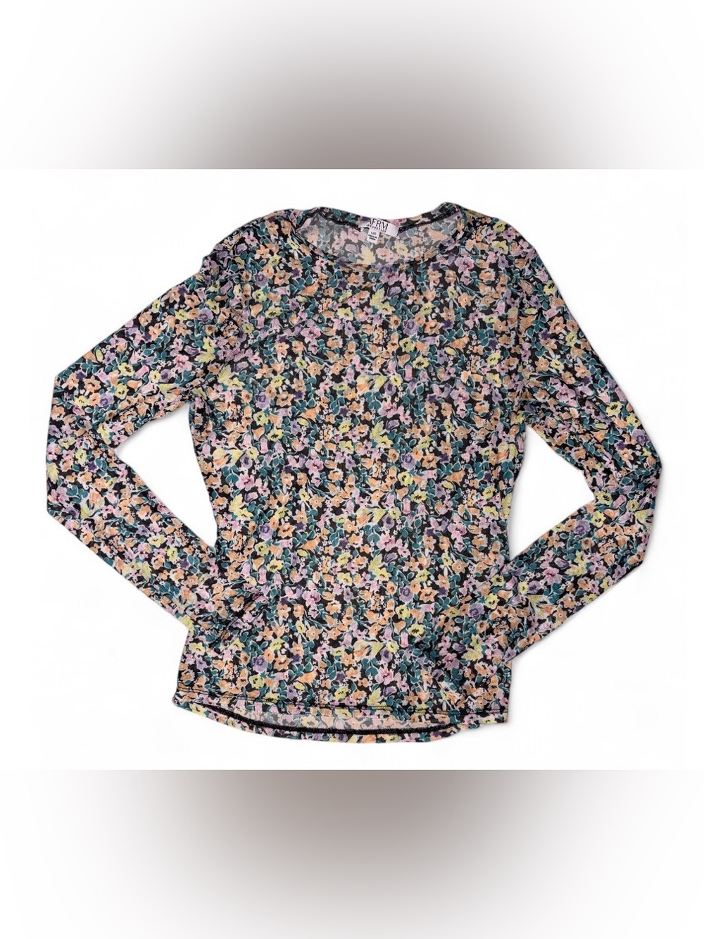 AFRM Long-Sleeve Floral Tee in Black Multi